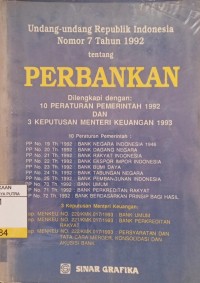 Image of Undang - Undang Republik Indonesia Nomor 7 Tahun 1992 Tentang Perbankan